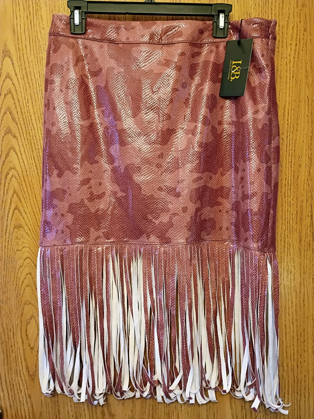 L&B Snakeskin Fringe Skirt